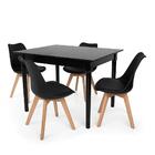 Conjunto Mesa De Jantar Robust 110x90 Preta Com 4 Cadeiras Ea