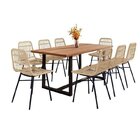 Conjunto Mesa De Jantar Rústica De Madeira Maciça Com 8 Cadei