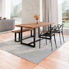 Conjunto Mesa De Jantar Rústica E Banco De Madeira Maciça Com