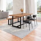 Conjunto Mesa De Jantar Rústica E Banco De Madeira Maciça Com