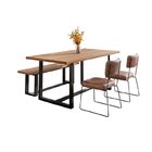 Conjunto Mesa De Jantar Rústica E Banco De Madeira Maciça Com