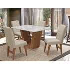 Conjunto Mesa De Jantar Safira Com 04 Cadeiras Agata 135cm Ce