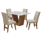Conjunto Mesa De Jantar Safira Com 04 Cadeiras Agata 135cm Ce