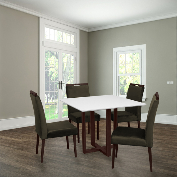 Conjunto Mesa De Jantar Sofia Off White 100cm Mel 4 Cadeiras
