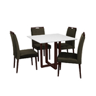 Conjunto Mesa De Jantar Sofia Off White 100cm Mel 4 Cadeiras