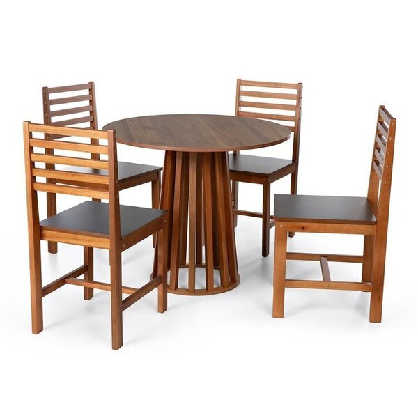 Conjunto Mesa De Jantar Talia 90cm E 4 Cadeiras Luna Assento