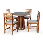Conjunto Mesa De Jantar Talia 90cm E 4 Cadeiras Luna Estofada