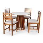 Conjunto Mesa De Jantar Talia 90cm E 4 Cadeiras Luna Estofada