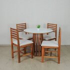 Conjunto Mesa De Jantar Talia 90cm E 4 Cadeiras Luna Estofada