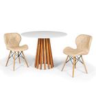 Conjunto Mesa De Jantar Talia Amadeirada Branca 100cm Com 2 C