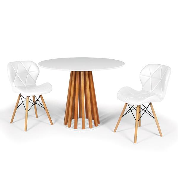 Conjunto Mesa De Jantar Talia Amadeirada Branca 100cm Com 2 C