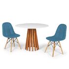 Conjunto Mesa De Jantar Talia Amadeirada Branca 100cm Com 2 C