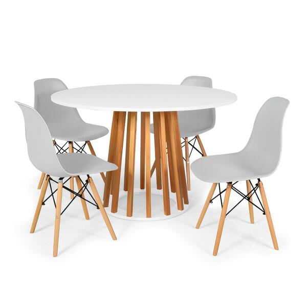 Conjunto Mesa De Jantar Talia Amadeirada Branca 120cm Com 4 C
