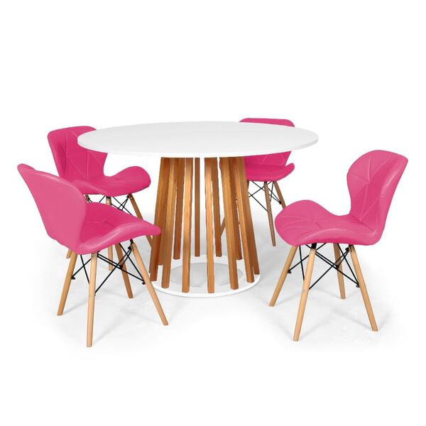 Conjunto Mesa De Jantar Talia Amadeirada Branca 120cm Com 4 C
