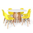 Conjunto Mesa De Jantar Talia Amadeirada Branca 120cm Com 6 C