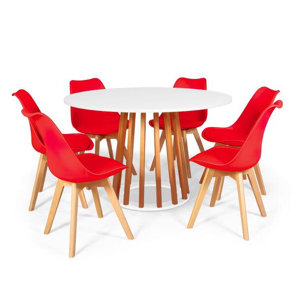 Conjunto Mesa De Jantar Talia Amadeirada Branca 120cm Com 6 C