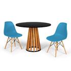 Conjunto Mesa De Jantar Talia Amadeirada Preta 100cm Com 2 Ca