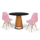 Conjunto Mesa De Jantar Talia Amadeirada Preta 100cm Com 2 Ca