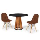 Conjunto Mesa De Jantar Talia Amadeirada Preta 100cm Com 2 Ca