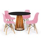 Conjunto Mesa De Jantar Talia Amadeirada Preta 100cm Com 4 Ca