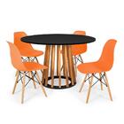 Conjunto Mesa De Jantar Talia Amadeirada Preta 120cm Com 4 Ca