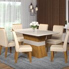 Conjunto Mesa De Jantar Tampo Com Vidro Com 6 Cadeiras Tequil