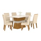 Conjunto Mesa De Jantar Tampo Com Vidro Com 6 Cadeiras Tequil