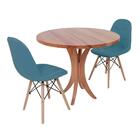 Conjunto Mesa De Jantar Tampo De Madeira 90cm Com 2 Cadeiras