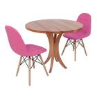 Conjunto Mesa De Jantar Tampo De Madeira 90cm Com 2 Cadeiras