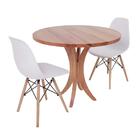 Conjunto Mesa De Jantar Tampo De Madeira 90cm Com 2 Cadeiras