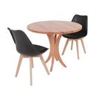 Conjunto Mesa De Jantar Tampo De Madeira 90cm Com 2 Cadeiras