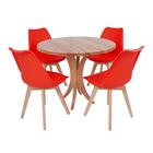 Conjunto Mesa De Jantar Tampo De Madeira 90cm Com 4 Cadeiras