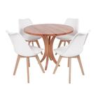 Conjunto Mesa De Jantar Tampo De Madeira 90cm Com 4 Cadeiras