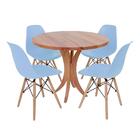 Conjunto Mesa De Jantar Tampo De Madeira 90cm Com 4 Cadeiras
