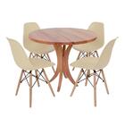 Conjunto Mesa De Jantar Tampo De Madeira 90cm Com 4 Cadeiras