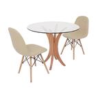 Conjunto Mesa De Jantar Tampo De Vidro 90cm Com 2 Cadeiras Bo