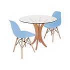 Conjunto Mesa De Jantar Tampo De Vidro 90cm Com 2 Cadeiras Ei