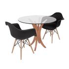 Conjunto Mesa De Jantar Tampo De Vidro 90cm Com 2 Cadeiras Ei