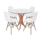 Conjunto Mesa De Jantar Tampo De Vidro 90cm Com 4 Cadeiras Ea