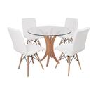 Conjunto Mesa De Jantar Tampo De Vidro 90cm Com 4 Cadeiras Go