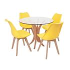 Conjunto Mesa De Jantar Tampo De Vidro 90cm Com 4 Cadeiras Le