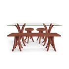 Conjunto Mesa De Jantar Tampo De Vidro Retangular Com Banco E