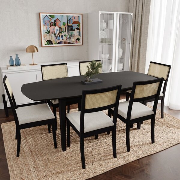 Conjunto Mesa De Jantar Tampo Mdf 2,0m E 6 Cadeiras Tiê Cabec