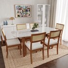 Conjunto Mesa De Jantar Tampo Vidro E Mdf 1,80m E 6 Cadeiras