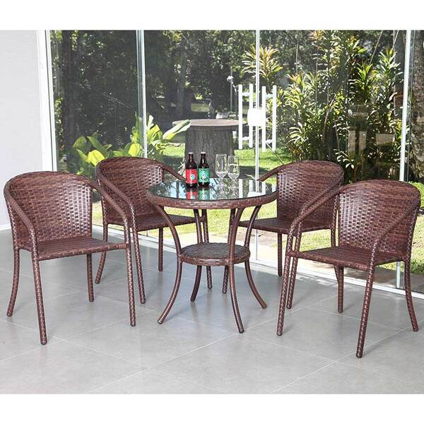 Conjunto Mesa De Jardim Beatriz De Alumínio C/ Fibra – Alegro