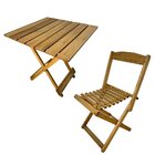 Conjunto Mesa De Madeira Com 2 Cadeiras Dobráveis - Vereda Ma