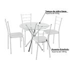 Conjunto Mesa De Vidro Redondo Com 4 Cadeiras Vinil - Cromado