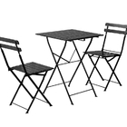 Conjunto Mesa Dobrável 60x60 Cm Com 2 Cadeiras Ferro E Madeir