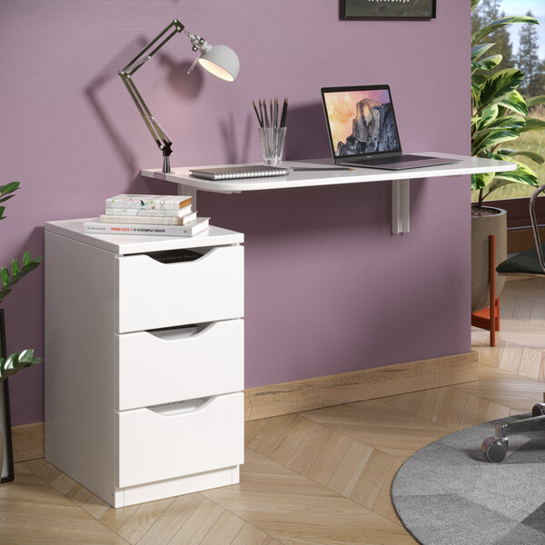 Conjunto Mesa Dobrável +  Gaveteiro 03 Gavetas P/ Home Office