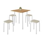 Conjunto Mesa Dobrável Com 4 Banquetas Bali Creme / Branco